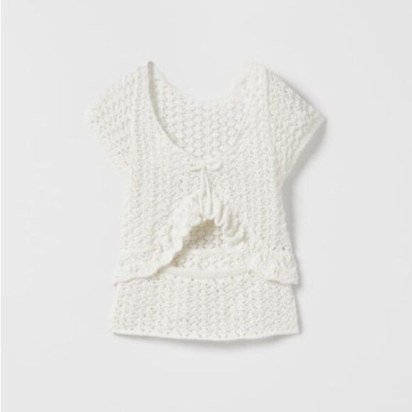 Zara kids ruffle cut out knit top - Picture 6 of 7